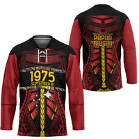 Independen Stet bilong Papua Niugini 1975 Hockey Jersey Red Tribal Papua New Guinea Province Flag LT9 - Polynesian Pride