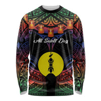 Personalised New Caledonia All Saints Day Long Sleeve Shirt Candle Light with Polynesian Style