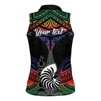 Personalised New Caledonia All Saints Day Women Sleeveless Polo Shirt Candle Light with Polynesian Style