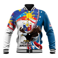 Personalized Filipino-American Baseball Jacket The Eight-Rayed Sun with Bald Eagle