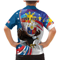 Personalized Filipino-American Family Matching Mermaid Dress and Hawaiian Shirt The Eight-Rayed Sun with Bald Eagle LT9 - Polynesian Pride