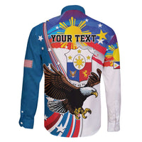 Personalized Filipino-American Family Matching Tank Maxi Dress and Hawaiian Shirt The Eight-Rayed Sun with Bald Eagle