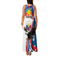 Personalized Filipino-American Family Matching Tank Maxi Dress and Hawaiian Shirt The Eight-Rayed Sun with Bald Eagle