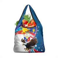 Personalized Filipino-American Grocery Bag The Eight-Rayed Sun with Bald Eagle