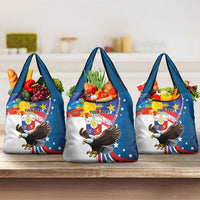 Personalized Filipino-American Grocery Bag The Eight-Rayed Sun with Bald Eagle