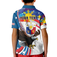 Personalized Filipino-American Kid Polo Shirt The Eight-Rayed Sun with Bald Eagle