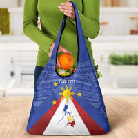 Personalized Pilipinas Eight-Rayed Sun Grocery Bag Philippines Map With Polynesian Style