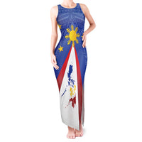 Personalized Pilipinas Eight-Rayed Sun Tank Maxi Dress Philippines Map With Polynesian Style