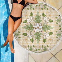 Squares Maile Leaf Beach Blanket Beige Palaka Hawaiian Quilt Pattern - Polynesian Pride