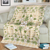 Squares Maile Leaf Blanket Beige Palaka Hawaiian Quilt Pattern - Polynesian Pride
