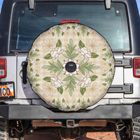 Squares Maile Leaf Spare Tire Cover Beige Palaka Hawaiian Quilt Pattern - Polynesian Pride
