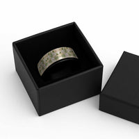 Squares Maile Leaf Spinner Ring Beige Palaka Hawaiian Quilt Pattern - Polynesian Pride