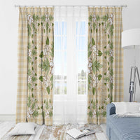 Squares Maile Leaf Window Curtain Beige Palaka Hawaiian Quilt Pattern - Polynesian Pride