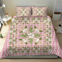 Squares Maile Leaf Bedding Set Pink Palaka Hawaiian Quilt Pattern - Polynesian Pride