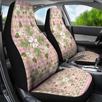 Squares Maile Leaf Car Seat Cover Pink Palaka Hawaiian Quilt Pattern - Polynesian Pride