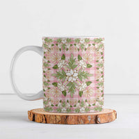 Squares Maile Leaf Ceramic Mug Pink Palaka Hawaiian Quilt Pattern - Polynesian Pride