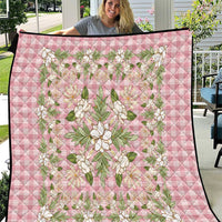 Squares Maile Leaf Quilt Pink Palaka Hawaiian Quilt Pattern - Polynesian Pride