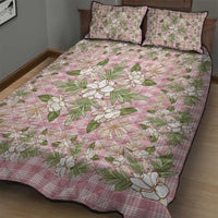 Squares Maile Leaf Quilt Bed Set Pink Palaka Hawaiian Quilt Pattern - Polynesian Pride