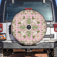 Squares Maile Leaf Spare Tire Cover Pink Palaka Hawaiian Quilt Pattern - Polynesian Pride