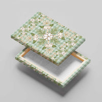 Squares Maile Leaf Canvas Wall Art Turquoise Palaka Hawaiian Quilt Pattern - Polynesian Pride