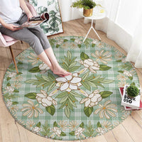Squares Maile Leaf Round Carpet Turquoise Palaka Hawaiian Quilt Pattern - Polynesian Pride