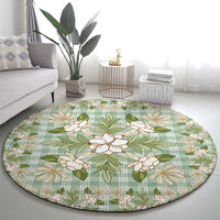 Squares Maile Leaf Round Carpet Turquoise Palaka Hawaiian Quilt Pattern - Polynesian Pride