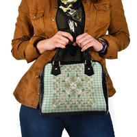 Squares Maile Leaf Shoulder Handbag Turquoise Palaka Hawaiian Quilt Pattern - Polynesian Pride
