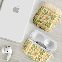 Squares Puakenikeni and Kalo AirPods Case Beige Palaka Hawaiian Quilt Pattern - Polynesian Pride