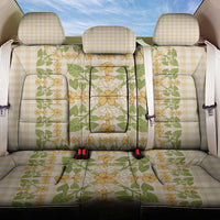Squares Puakenikeni and Kalo Back Car Seat Cover Beige Palaka Hawaiian Quilt Pattern - Polynesian Pride