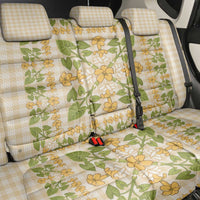 Squares Puakenikeni and Kalo Back Car Seat Cover Beige Palaka Hawaiian Quilt Pattern - Polynesian Pride