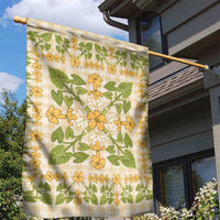 Squares Puakenikeni and Kalo Garden Flag Beige Palaka Hawaiian Quilt Pattern - Polynesian Pride