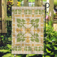 Squares Puakenikeni and Kalo Garden Flag Beige Palaka Hawaiian Quilt Pattern - Polynesian Pride