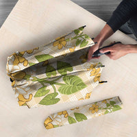 Squares Puakenikeni and Kalo Umbrella Beige Palaka Hawaiian Quilt Pattern - Polynesian Pride