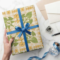 Squares Puakenikeni and Kalo Wrapping Paper Beige Palaka Hawaiian Quilt Pattern - Polynesian Pride