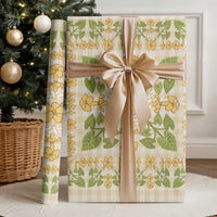 Squares Puakenikeni and Kalo Wrapping Paper Beige Palaka Hawaiian Quilt Pattern - Polynesian Pride