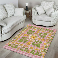 Squares Puakenikeni and Kalo Area Rug Pink Palaka Hawaiian Quilt Pattern - Polynesian Pride