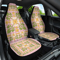 Squares Puakenikeni and Kalo Car Seat Cover Pink Palaka Hawaiian Quilt Pattern - Polynesian Pride