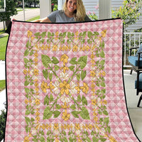 Squares Puakenikeni and Kalo Quilt Pink Palaka Hawaiian Quilt Pattern - Polynesian Pride