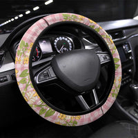 Squares Puakenikeni and Kalo Steering Wheel Cover Pink Palaka Hawaiian Quilt Pattern - Polynesian Pride