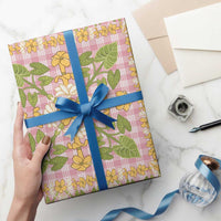 Squares Puakenikeni and Kalo Wrapping Paper Pink Palaka Hawaiian Quilt Pattern - Polynesian Pride