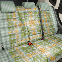 Squares Puakenikeni and Kalo Back Car Seat Cover Turquoise Palaka Hawaiian Quilt Pattern - Polynesian Pride