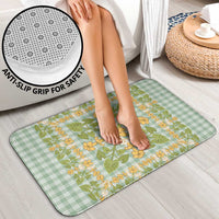 Squares Puakenikeni and Kalo Bathroom Set Turquoise Palaka Hawaiian Quilt Pattern - Polynesian Pride