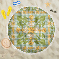 Squares Puakenikeni and Kalo Beach Blanket Turquoise Palaka Hawaiian Quilt Pattern - Polynesian Pride