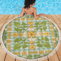 Squares Puakenikeni and Kalo Beach Blanket Turquoise Palaka Hawaiian Quilt Pattern - Polynesian Pride