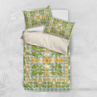 Squares Puakenikeni and Kalo Bedding Set Turquoise Palaka Hawaiian Quilt Pattern - Polynesian Pride