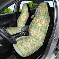 Squares Puakenikeni and Kalo Car Seat Cover Turquoise Palaka Hawaiian Quilt Pattern - Polynesian Pride
