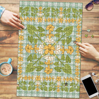 Squares Puakenikeni and Kalo Puzzle Turquoise Palaka Hawaiian Quilt Pattern - Polynesian Pride