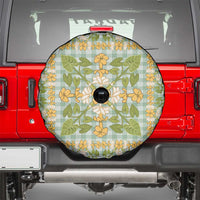 Squares Puakenikeni and Kalo Spare Tire Cover Turquoise Palaka Hawaiian Quilt Pattern - Polynesian Pride
