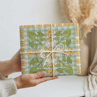 Squares Puakenikeni and Kalo Wrapping Paper Turquoise Palaka Hawaiian Quilt Pattern - Polynesian Pride