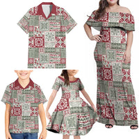 Mele Kalikimaka Hawaii Christmas Family Matching Off Shoulder Maxi Dress and Hawaiian Shirt Aloha Spirit with Hawaiian Quilt Pattern - Polynesian Pride